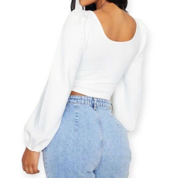 PRETTY LITTLE THING IVORY CROP TOP SZ.10 EUC. - Picture 2 of 8